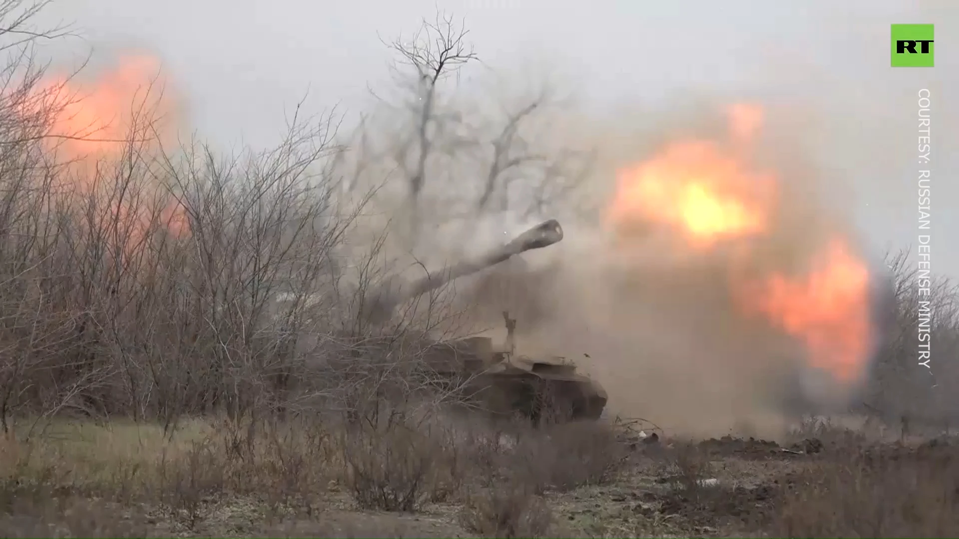 Russian howitzer strikes military targets