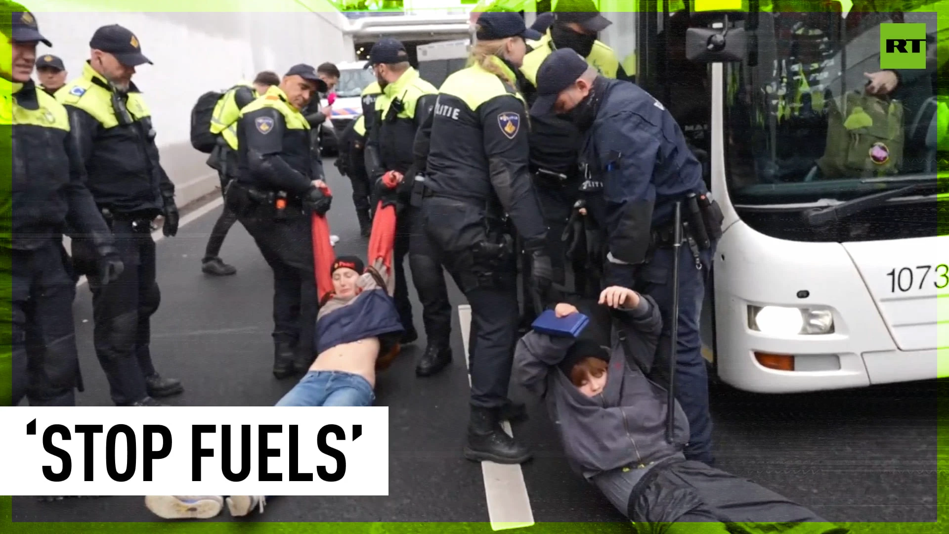 Climate activists block roads, protesting against fossil fuels in Netherlands