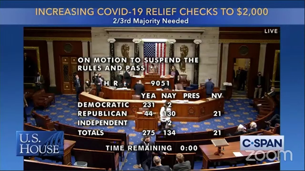 Breaking News House Passes Bill For 2k Stimulus