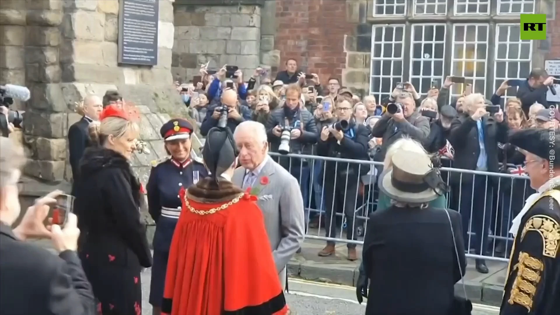 King Charles pelted with eggs in York