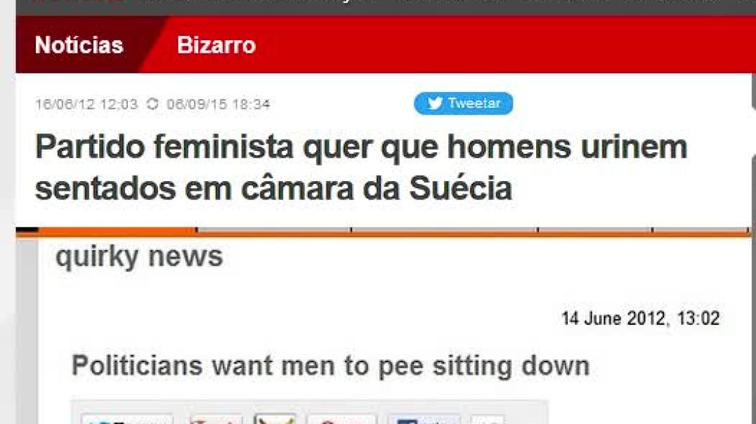 Partido FEMINISTA da SUÉCIA quer quer HOMENS URINEM SENTADOS!