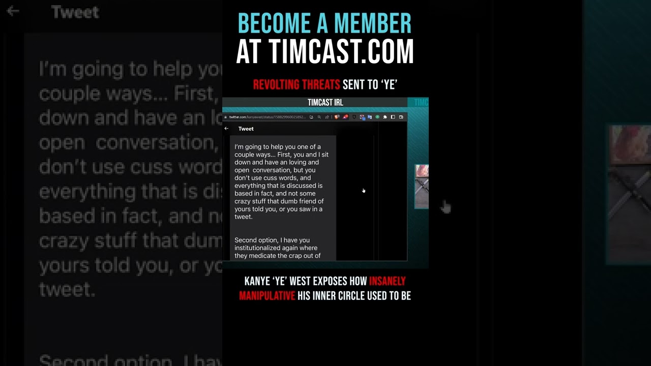 Timcast IRL - Revolting Threats Sent To 'Ye' #shorts