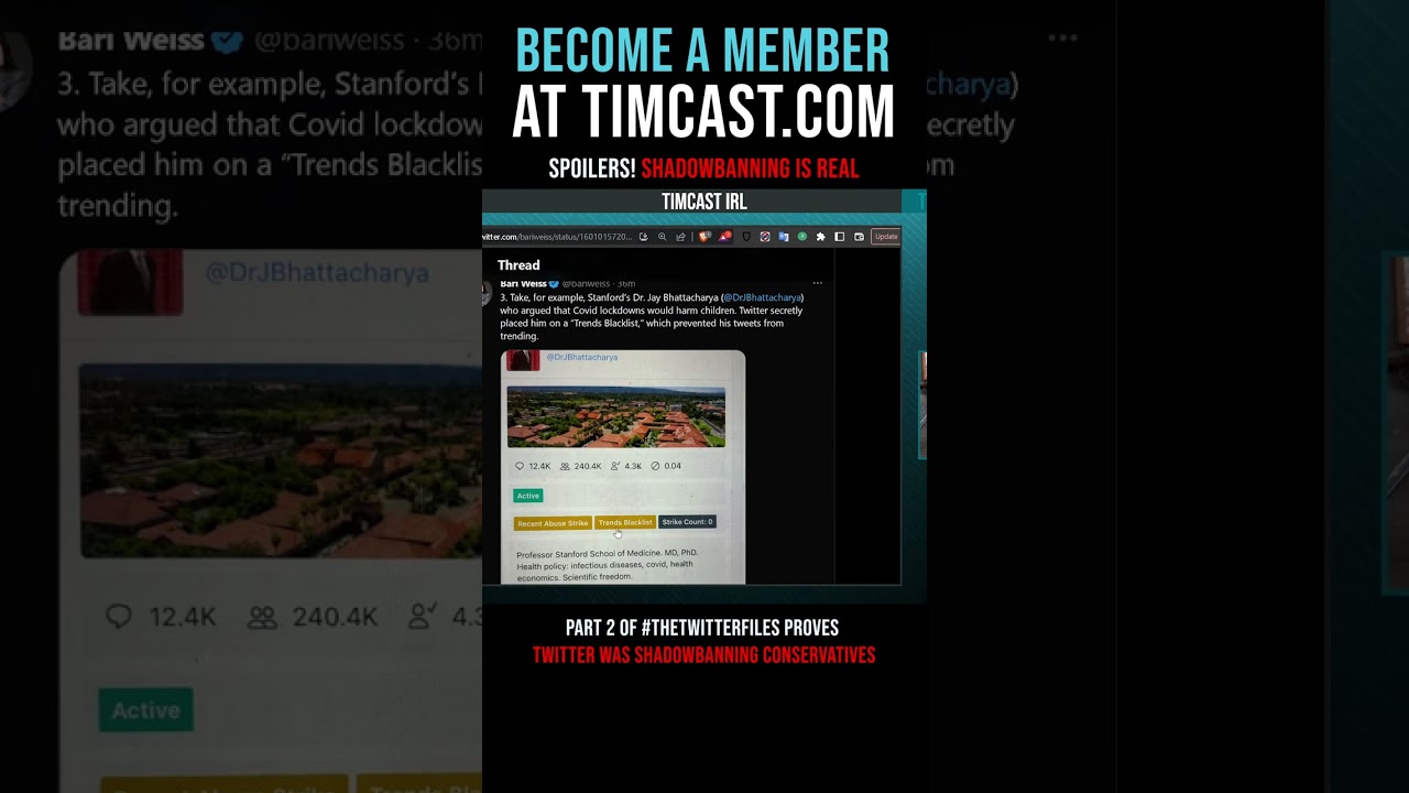 Timcast IRL - Spoilers! Shadowbanning Is Real #shorts