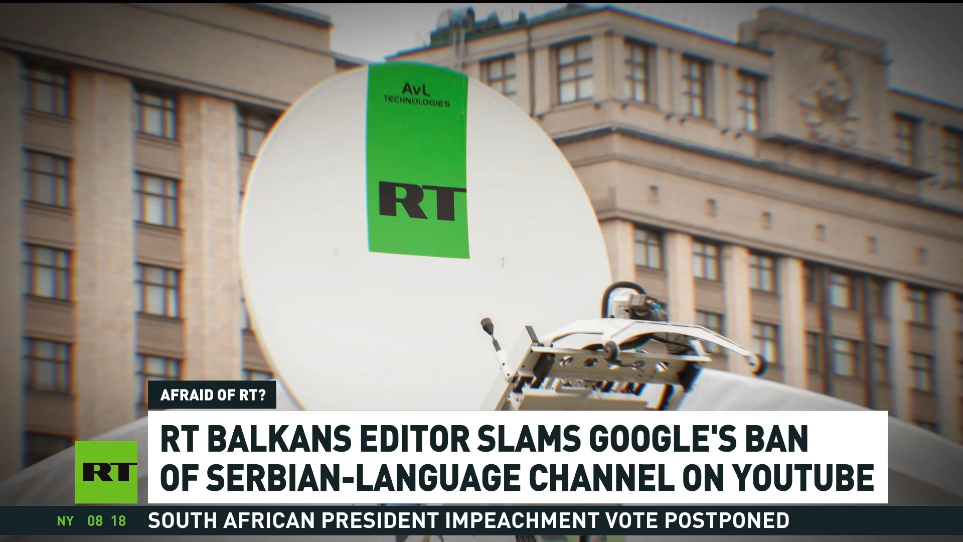 Why so afraid? YouTube bans RT Balkans