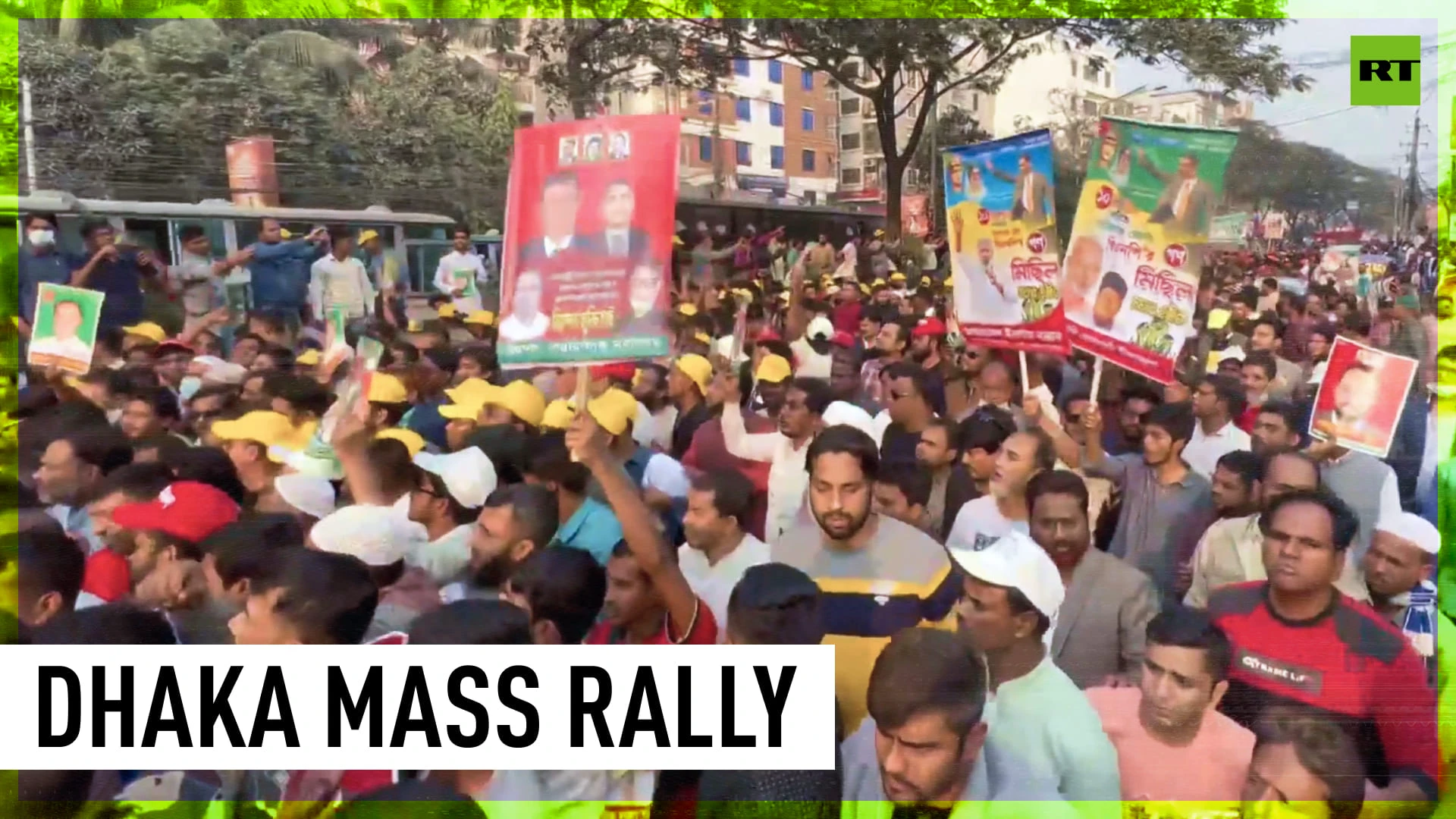 Supporters of Bangladeshi BNP party rally in Dhaka demanding release of detained leaders