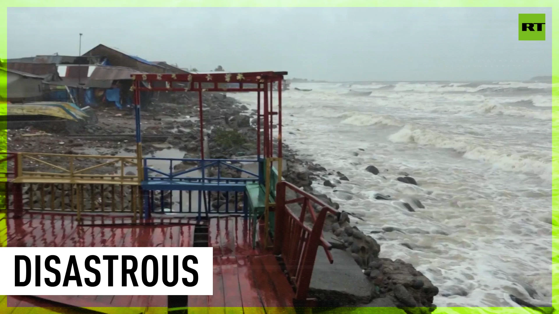 Houses destroyed by tidal waves in Central Sulawesi