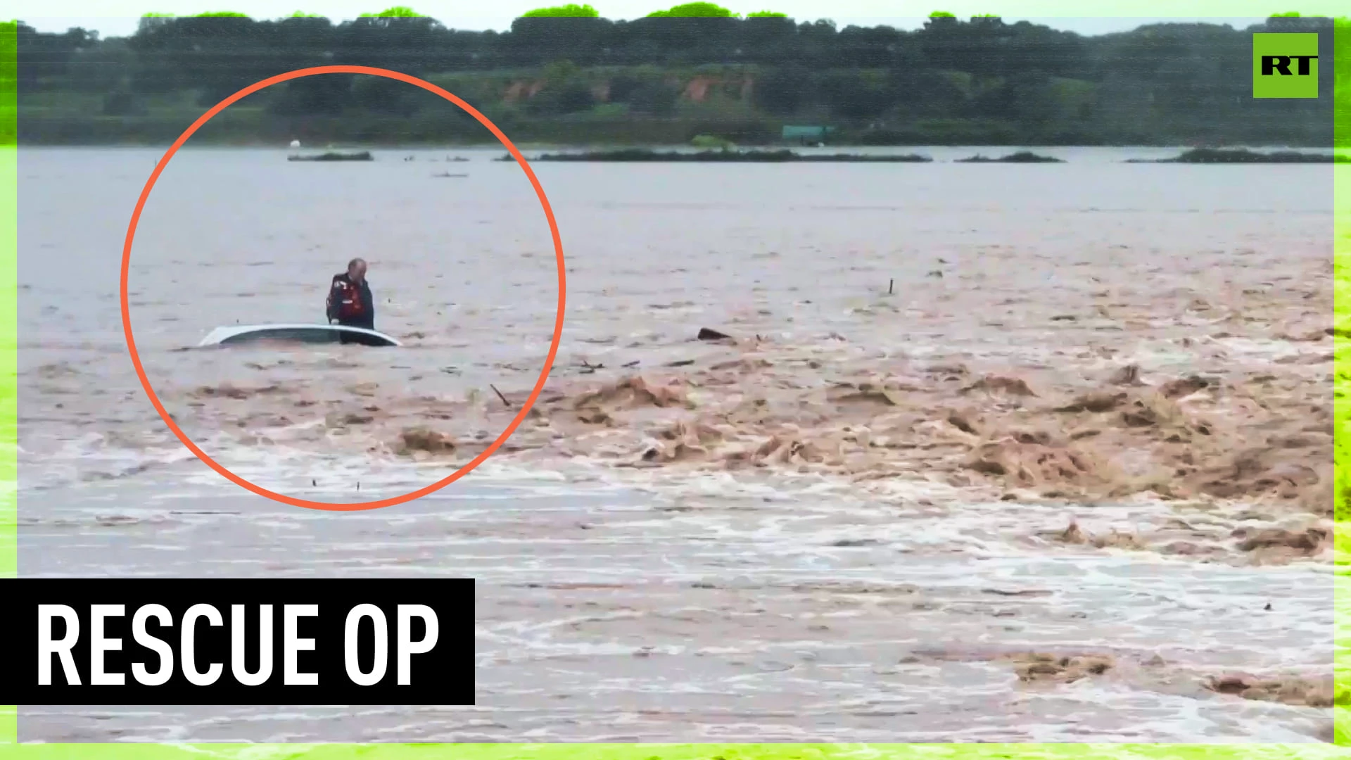 Man stranded on car after flash floods rescued by firefighters