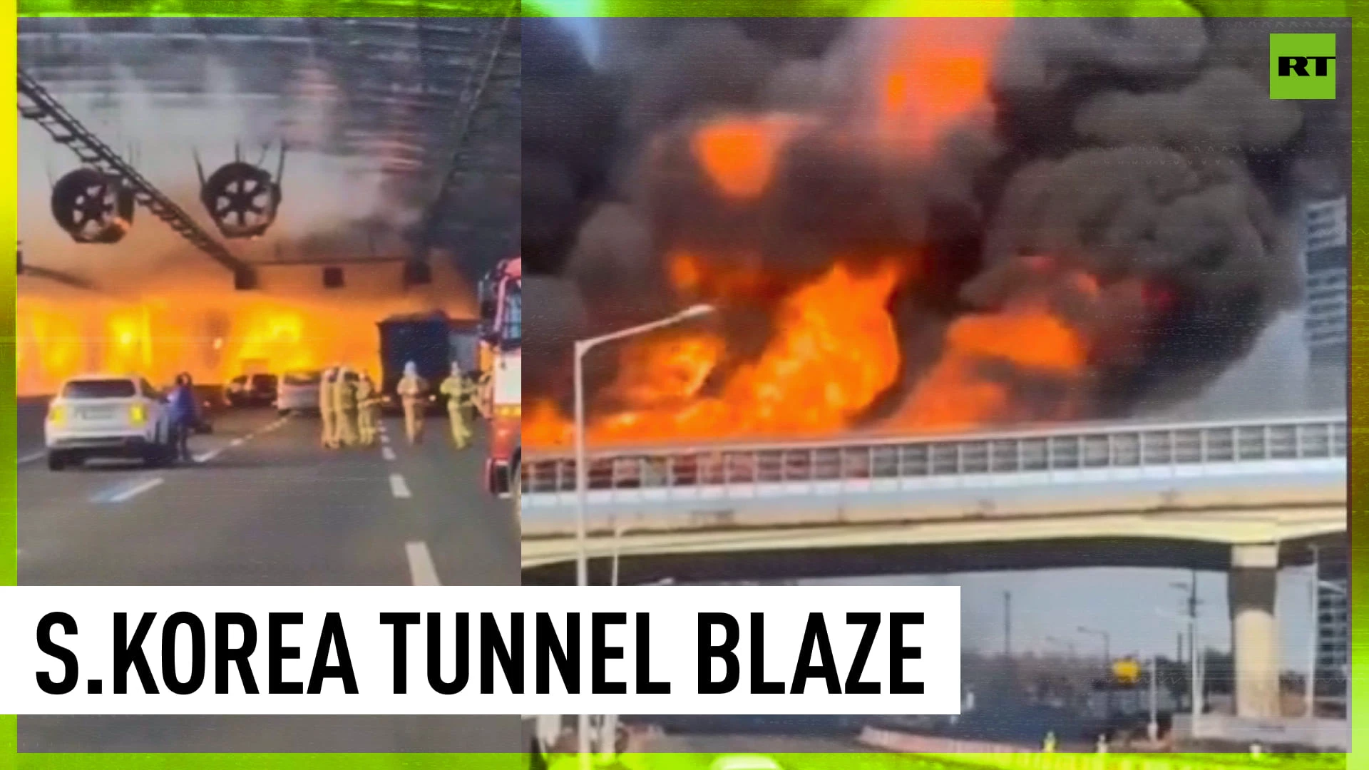 Huge inferno engulfs expressway in South Korea trapping drivers