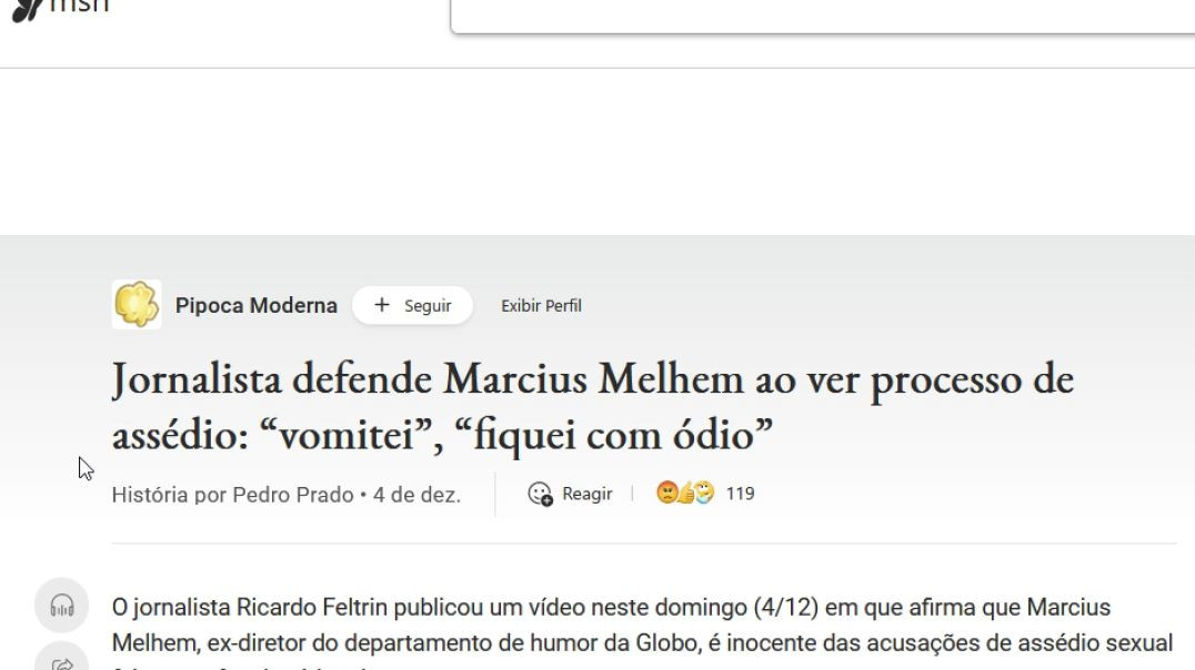 Jornalista defende Marcius Melhem sobre o CASO de ASSÉDIO