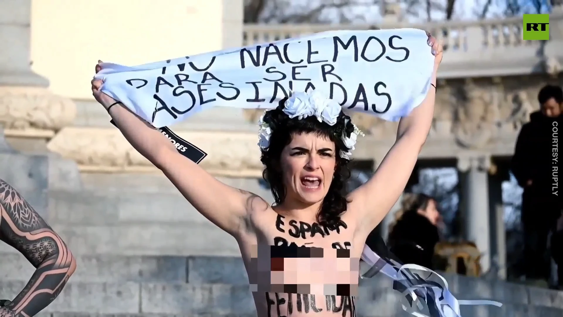 'Spain – country of femicide' | Femen activists protest in Madrid