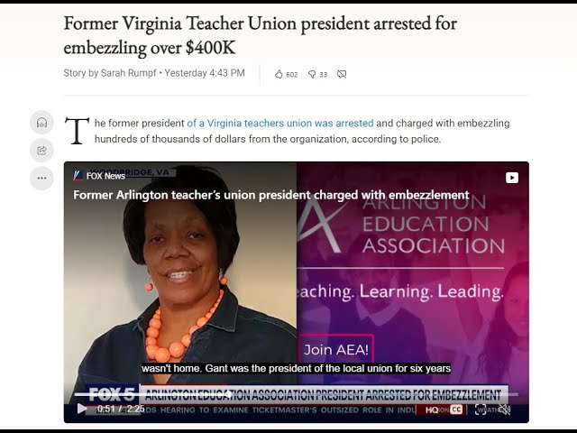 Virginia Teacher Union President Arrested for Embezzlement!