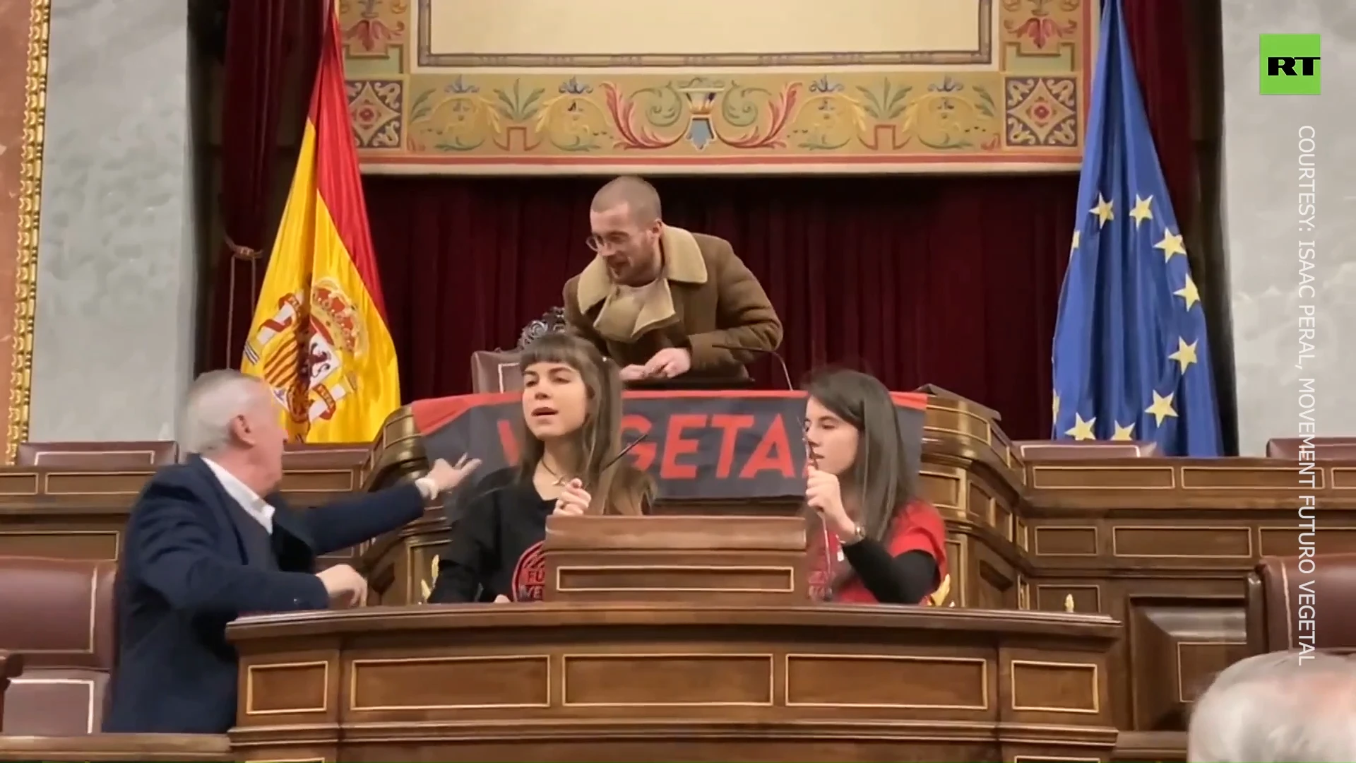 Activists break into Spanish Congress, glue themselves to microphones