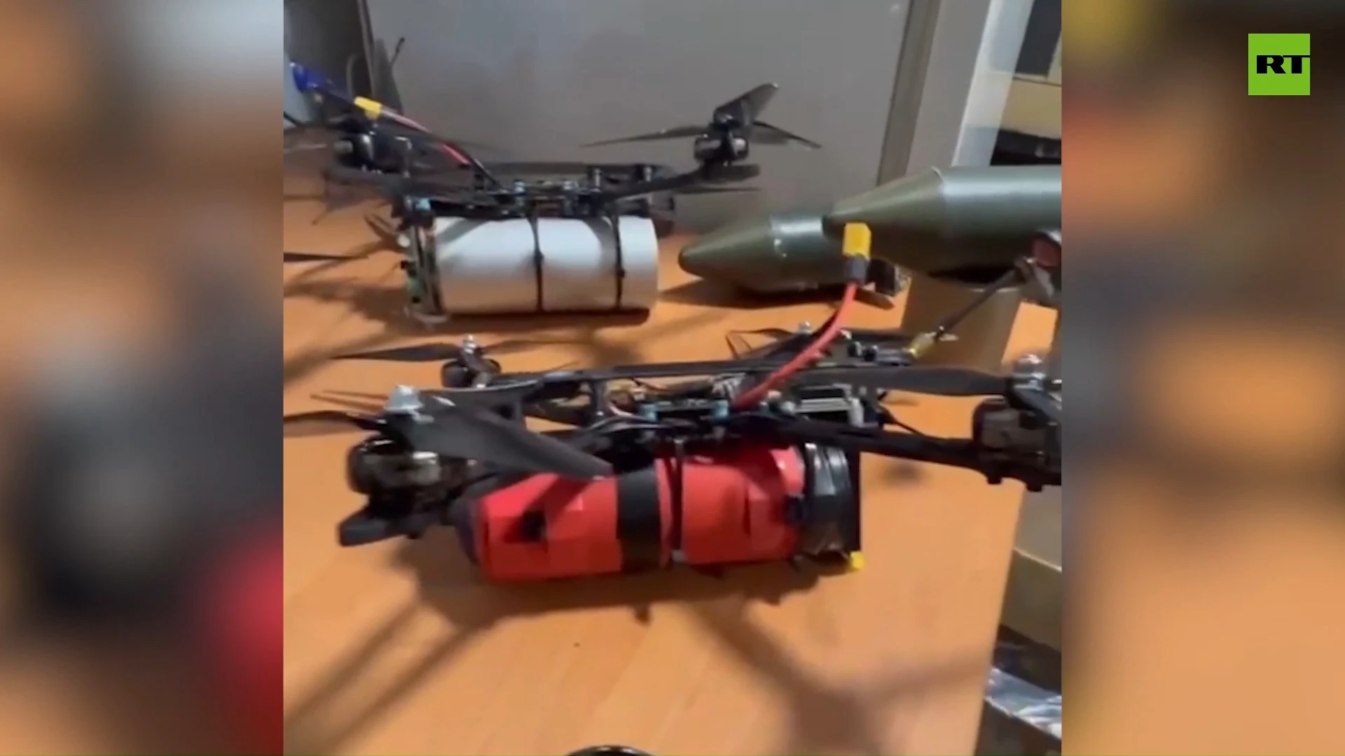 Ukrainian soldier shows off purported chemical weapons drones