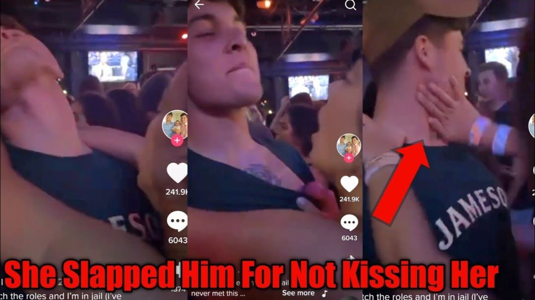 Woman Slaps Random Man Because He Refused To Kiss Her.