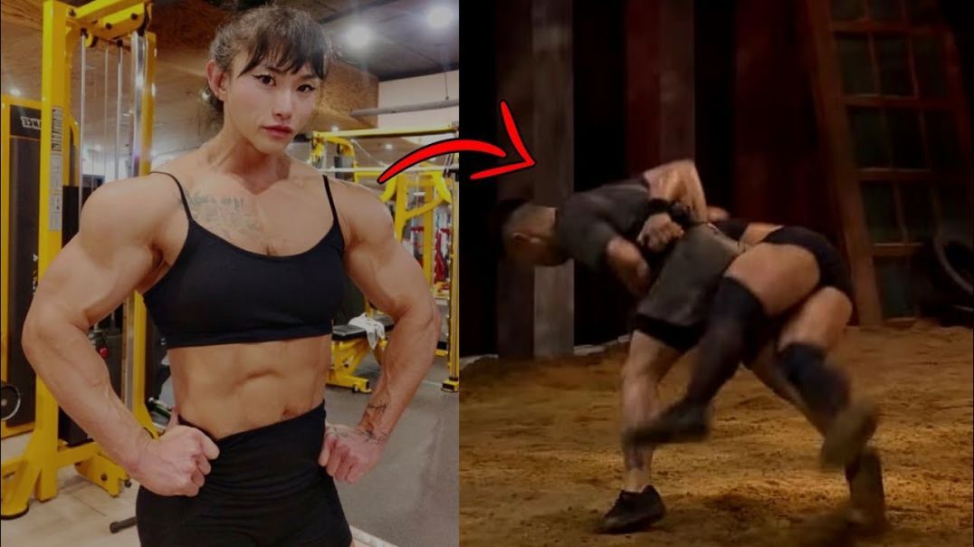 Female BodyBuilder Challenges Man And Fails