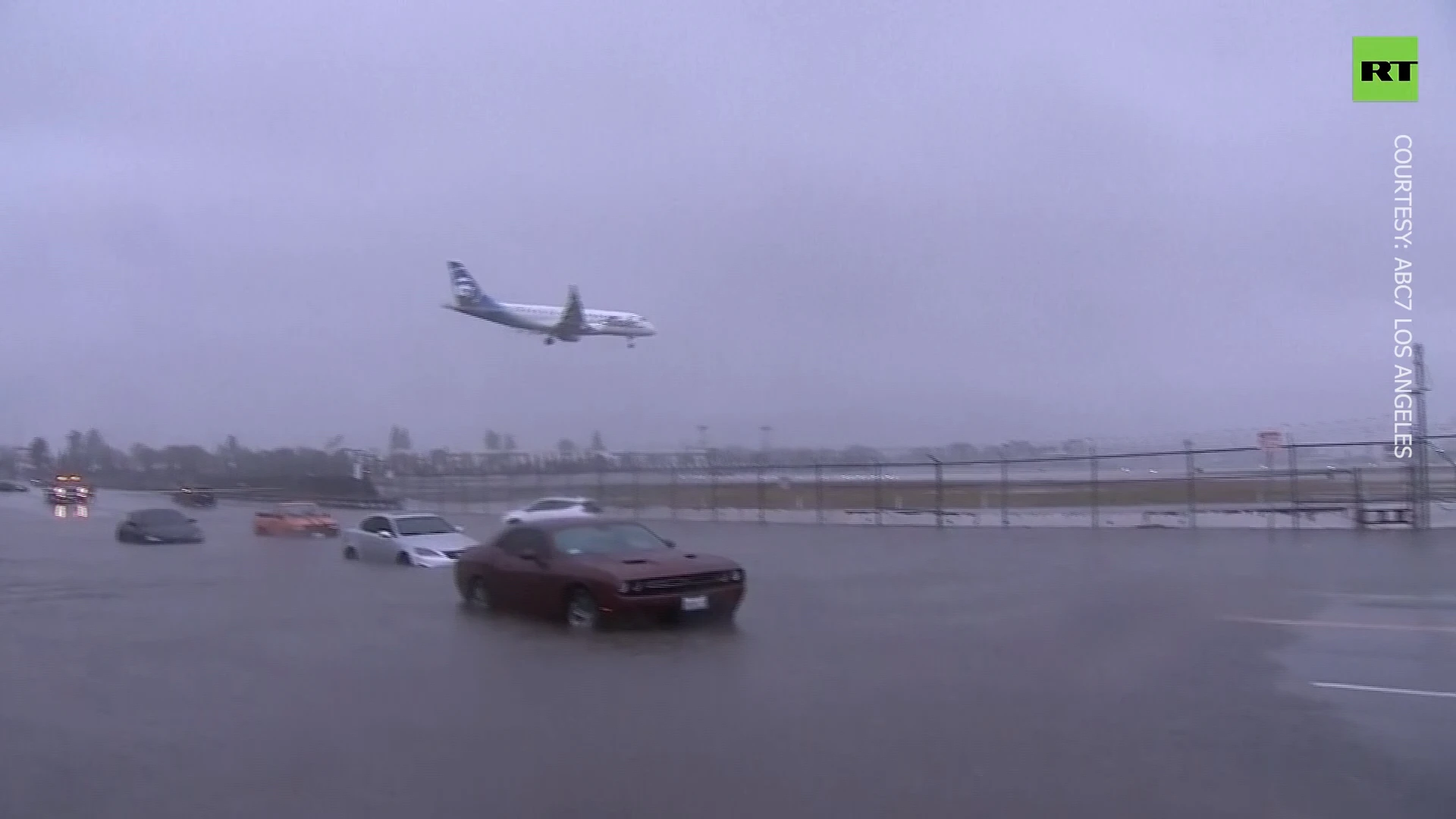 Heavy rain causes flooding near California airport