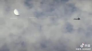 Satellite footage of heroic shooting down of Chinese weather balloon by Glorious US AirForce