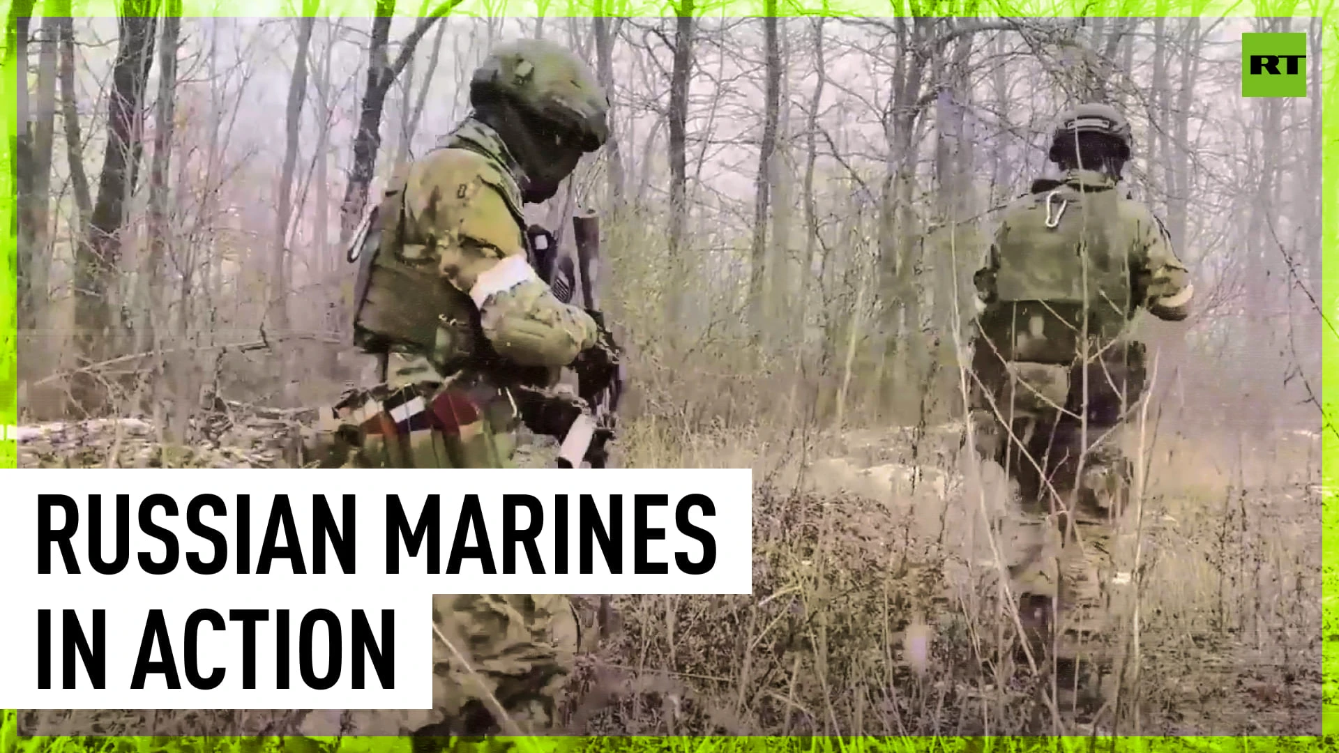 Russian marines filmed during an assault mission amid ongoing hostilities