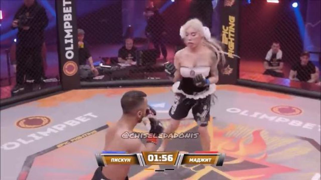 Midget vs Pornstar MMA Fight (UFC Dwarf Majit Suleymanov Vursus Porn Star Alexandra Piskun) Beats Up