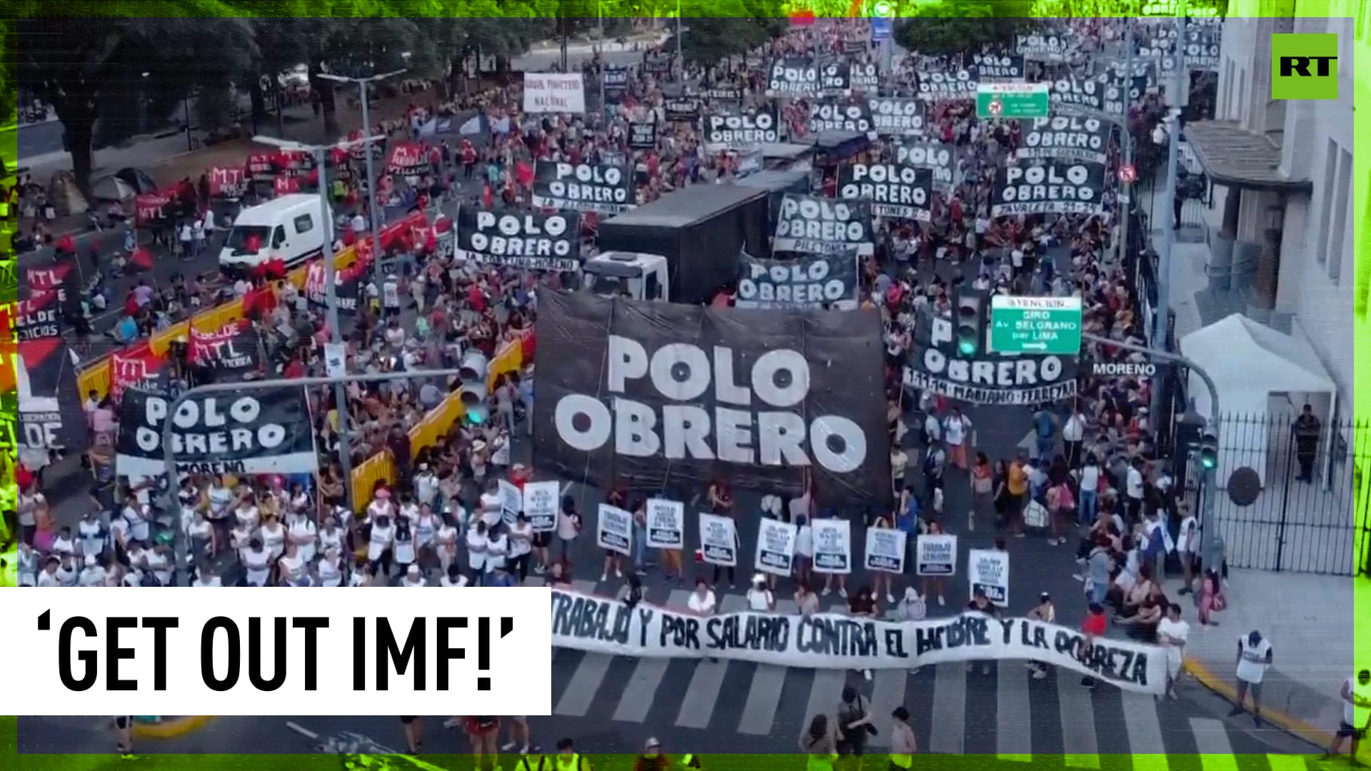 Demonstrators hit streets of Buenos Aires to protest welfare cuts demanded by IMF