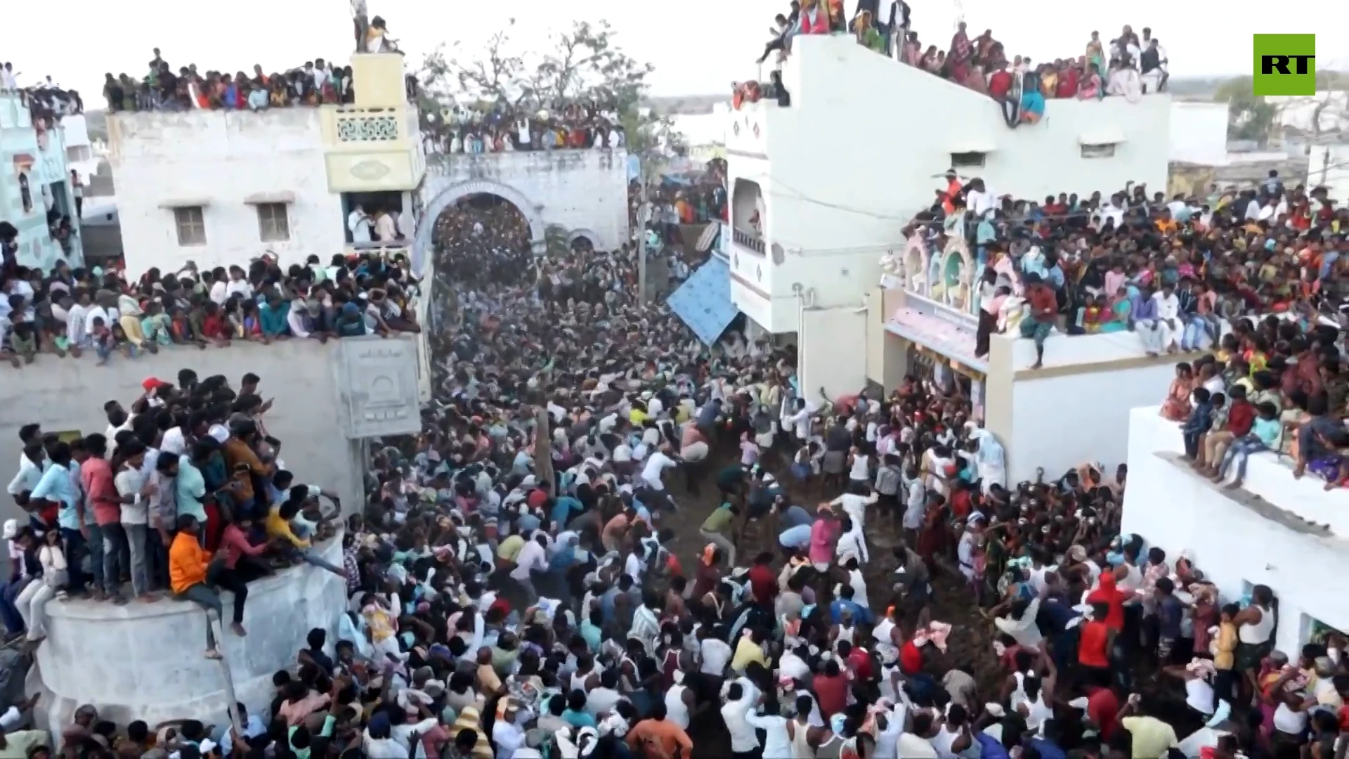 Indians celebrate Ugadi festival by participating in cow dung fight