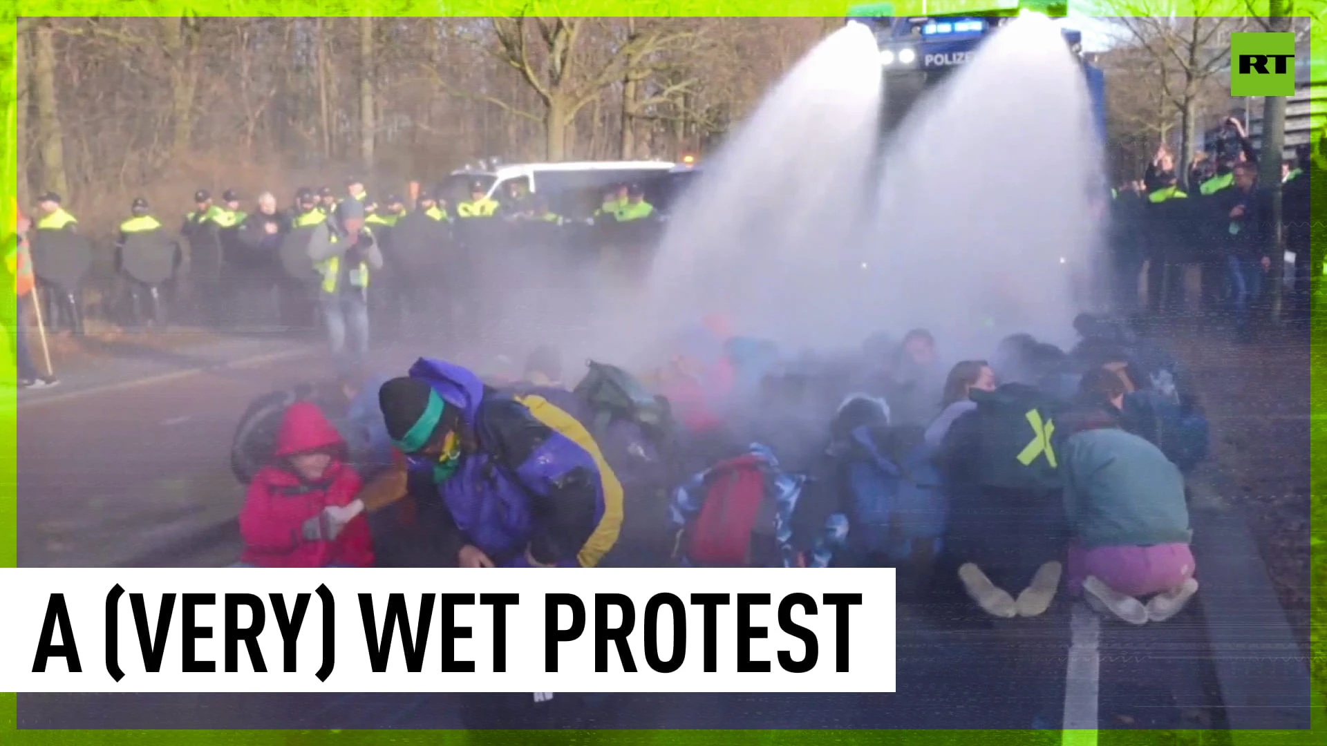 Water cannons deployed on protesters blocking highway in The Hague