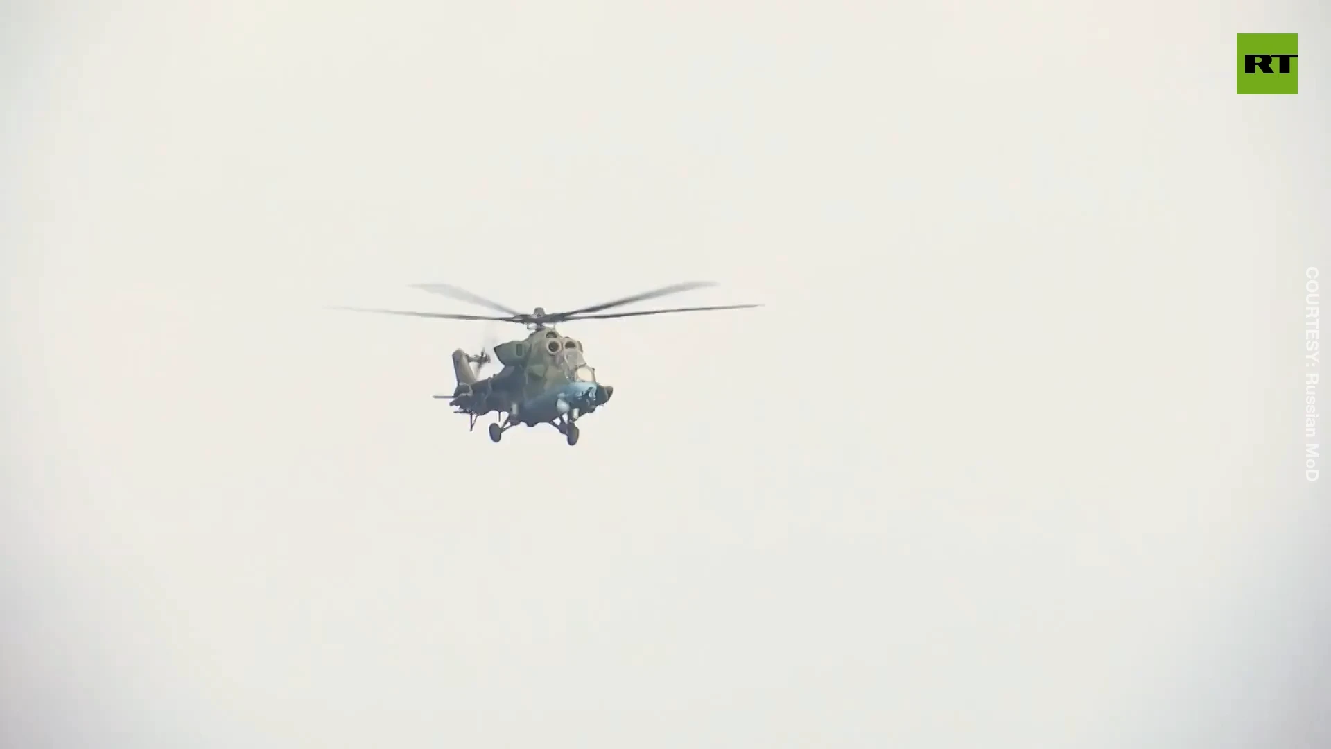 Russian Ka-52 attack helicopters conduct combat operations