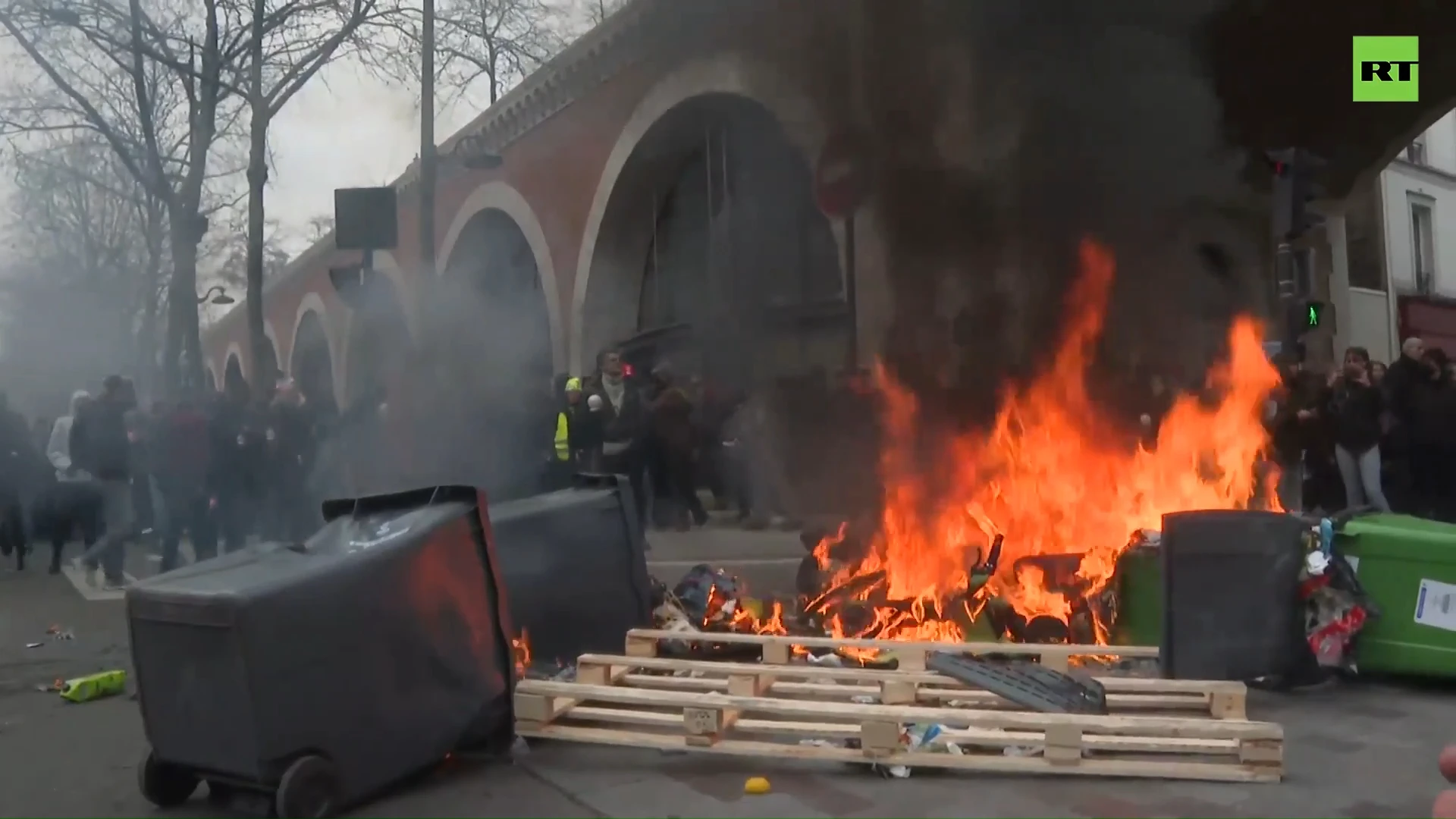 Violent clashes erupt at massive protest against pension reform in Paris