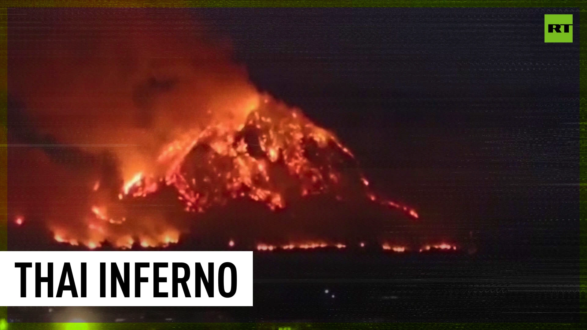 Huge wildfire engulfs mountains in Thailand