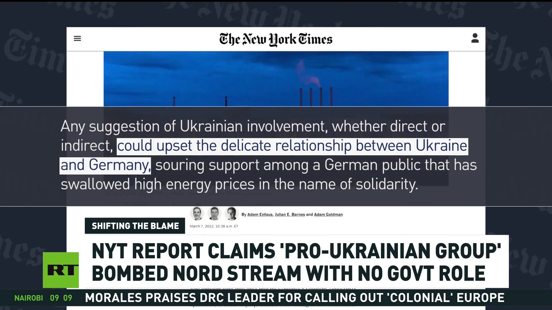 NYT report claims Nord Stream was bombed by ‘pro-Ukrainian group’ with no govt role