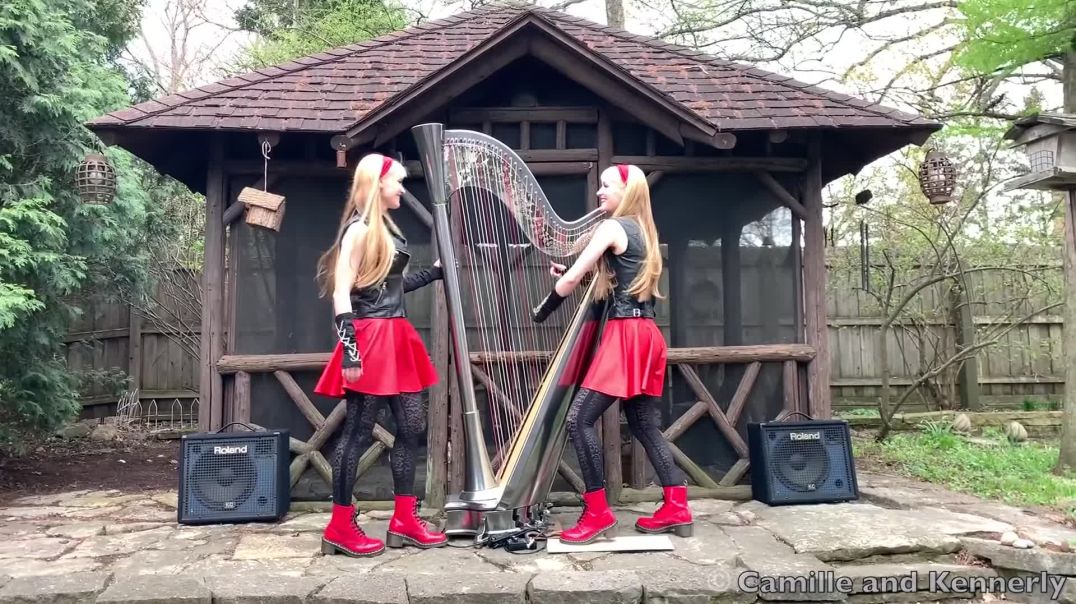 2 Girls 1 Harp! Dancing With Myself _Billy Idol_ - Harp Twins - Electric Harp