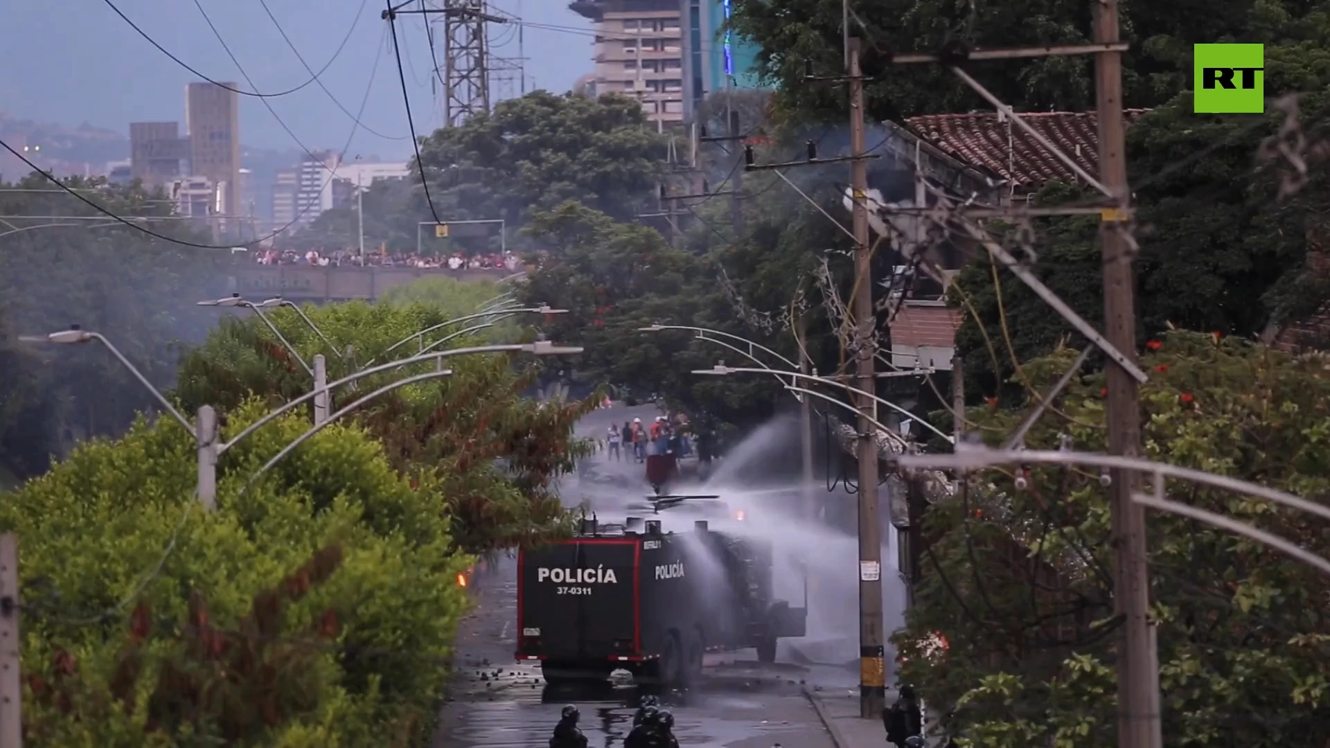 Police fire tear gas at protesters in Medellin