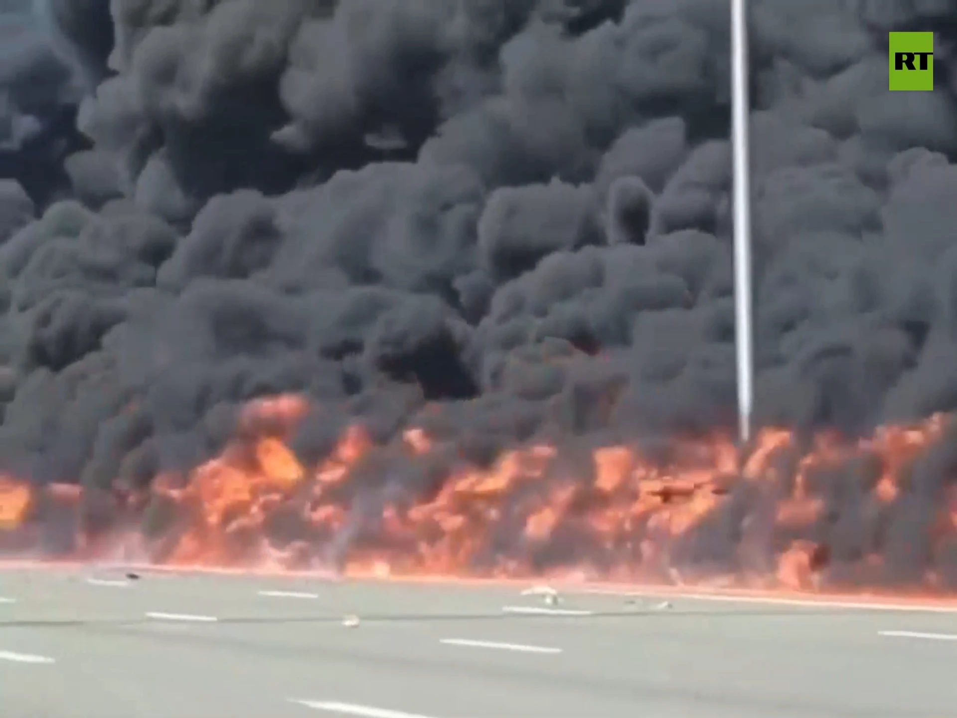 Inferno rages: Fuel tanker catches fire on Connecticut bridge