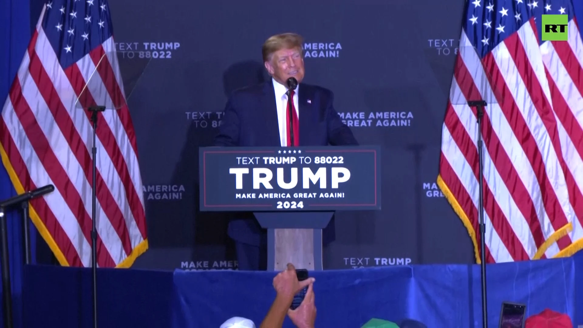 ‘Where am I going?’: Trump mocks Biden during speech in Manchester