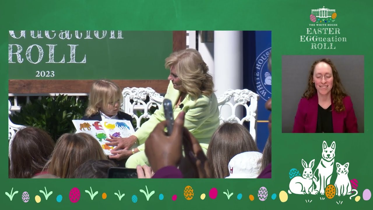 First Lady Jill Biden Reads to Children at the White House Easter EGGucation Roll