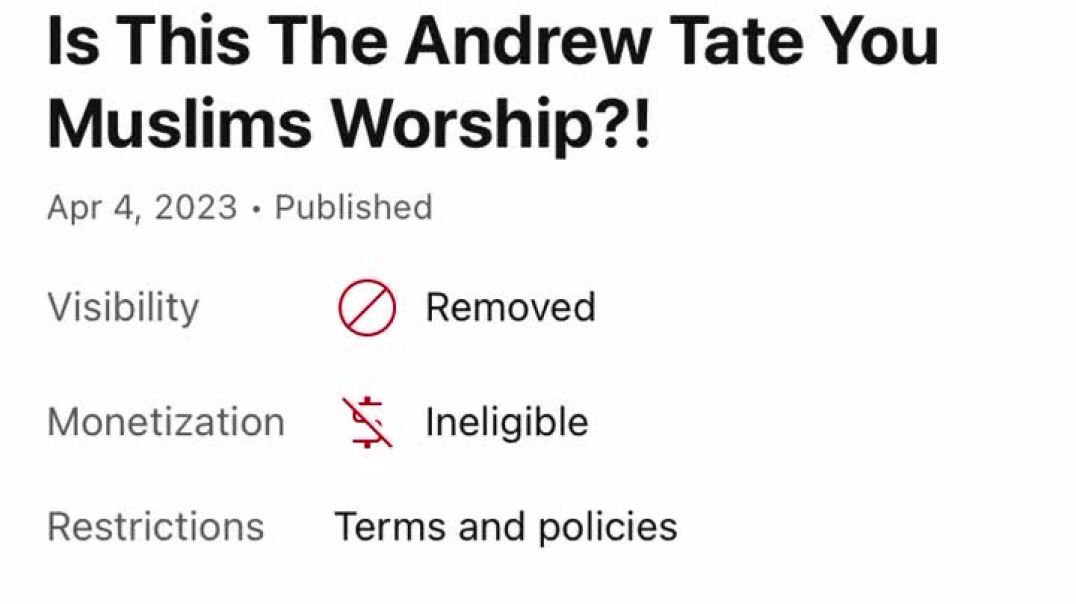 JewTube Removed My Video Exposing Andrew Tate