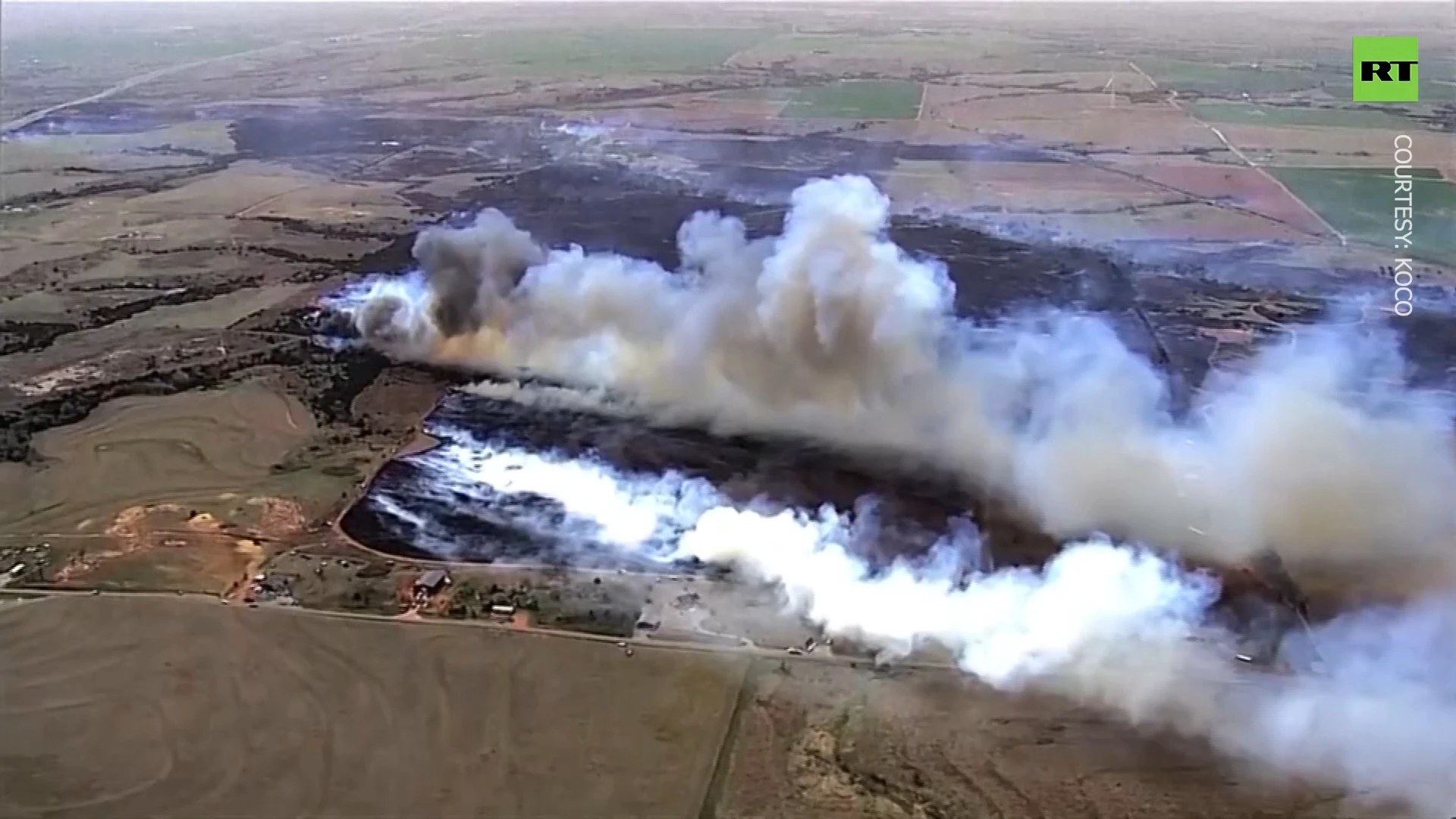 Wildfire blazes across western Oklahoma