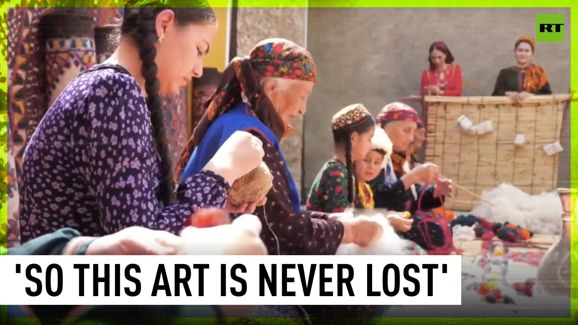 Craftswomen weave woolen carpets using ancient methods in Turkmenistan