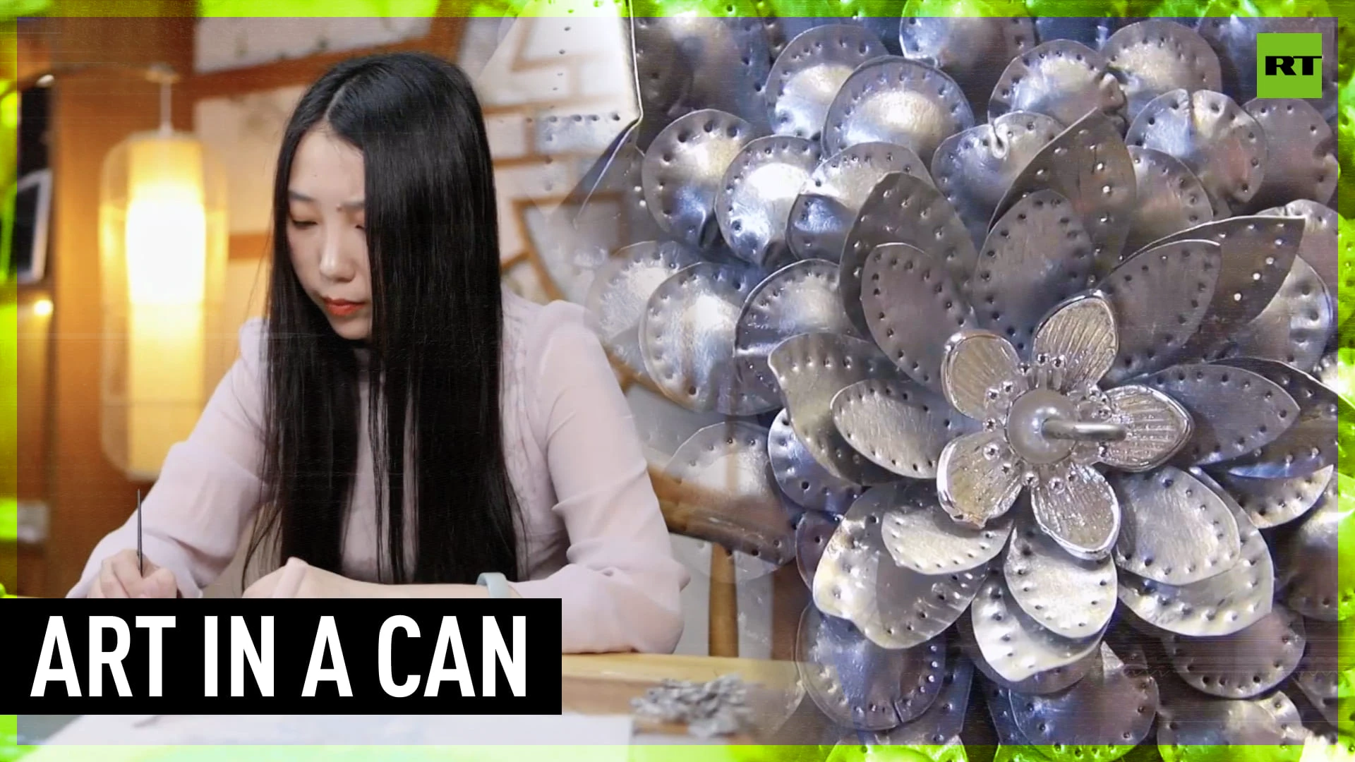 Chinese designer turns old drink cans into headpieces