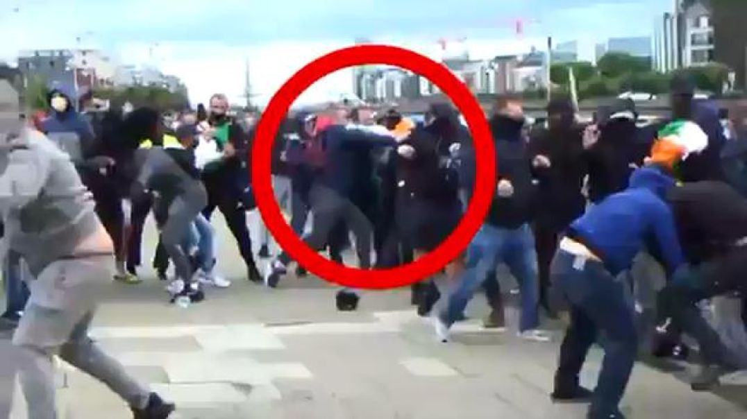 Antifa mob arrive at an anti-CONvid lockdown rally in Dublin 2020, but it didn't end well for them