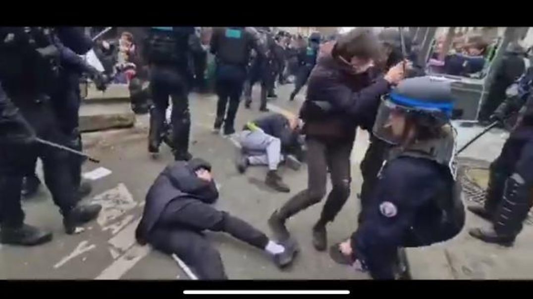 THOUSANDS PROTESTING - ATTACK DOGS OF MACRON BEATING THE CRAP OUT OF THEM