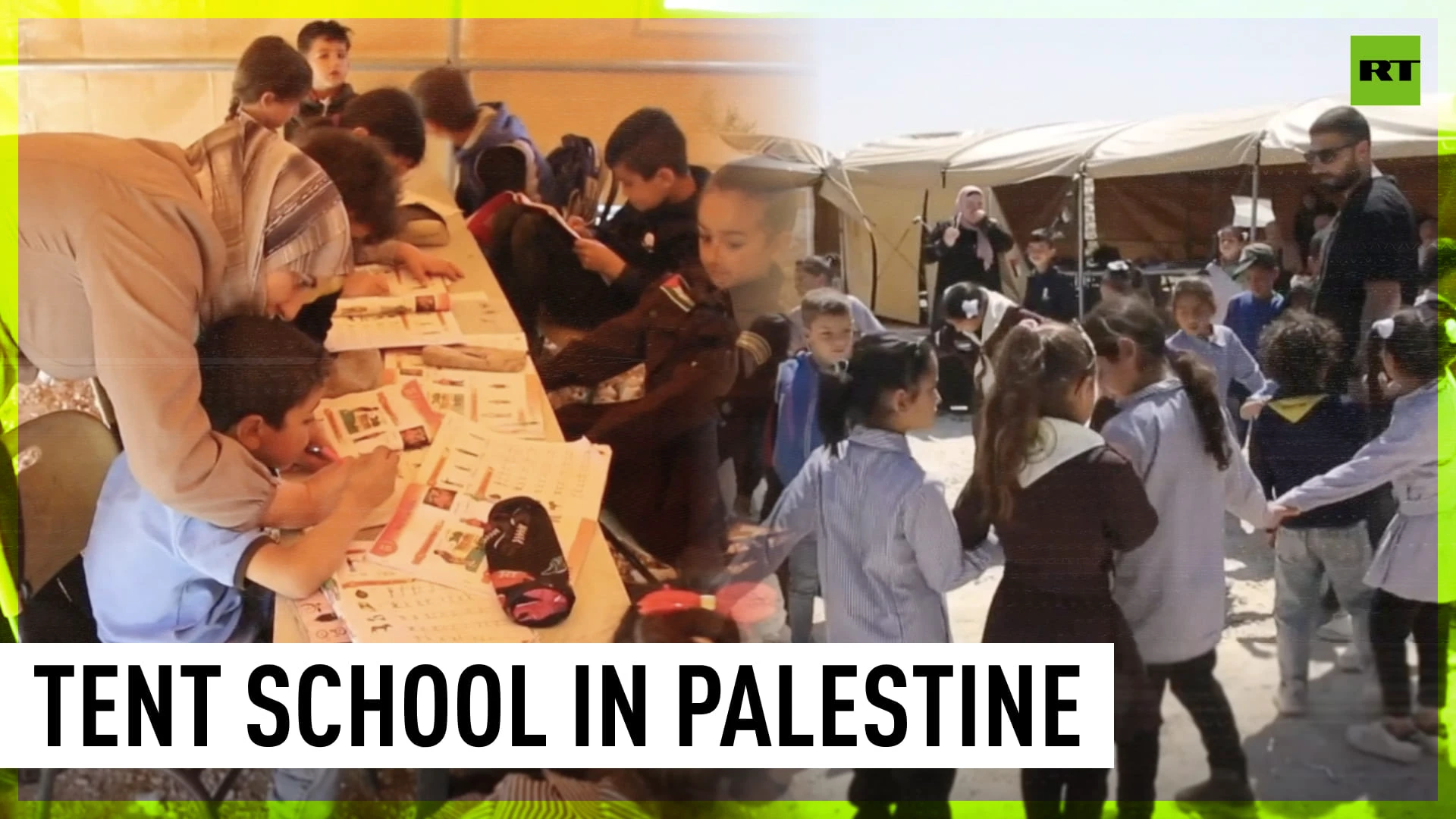 Palestinian children study in tents after school building demolished by Israeli army