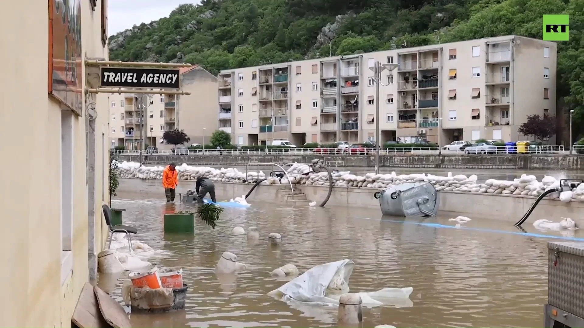 River reaches historic levels in Croatian town, submerging streets