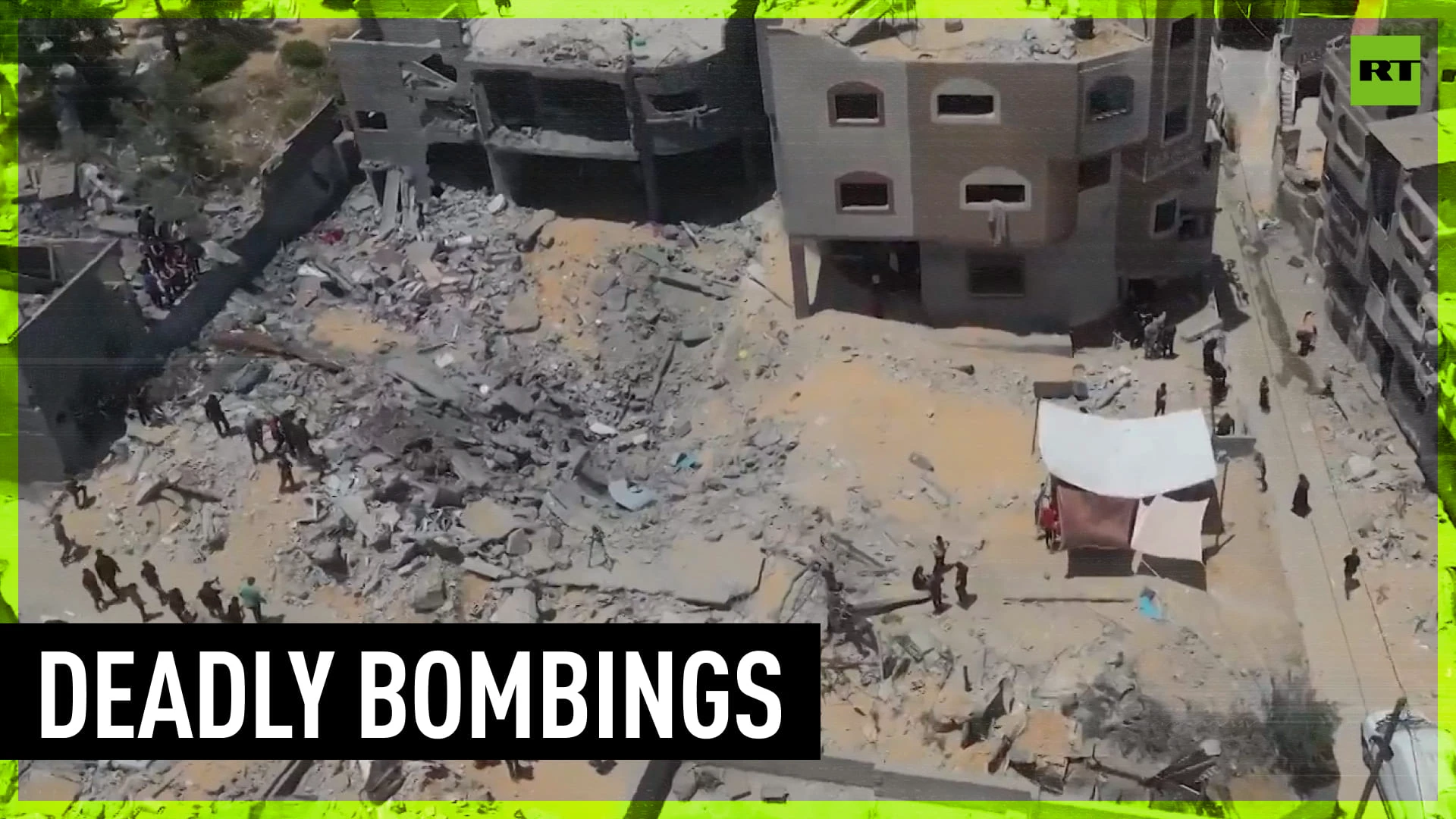 Drone footage shows Israeli airstrike devastation in Gaza