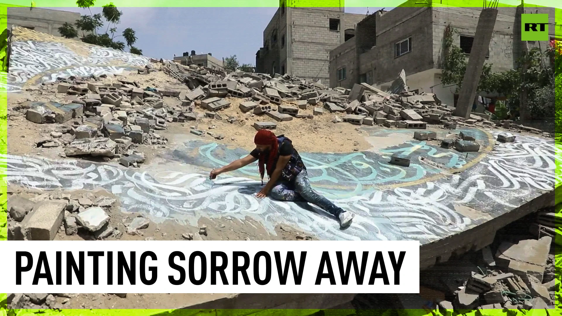 Calligraffiti artist turns damaged buildings into masterpieces in Gaza