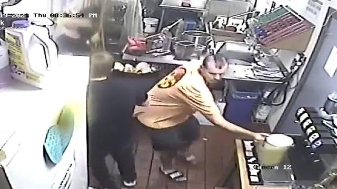 Hero saves a kids life at work while two useless women stand by and wave their hands in panic