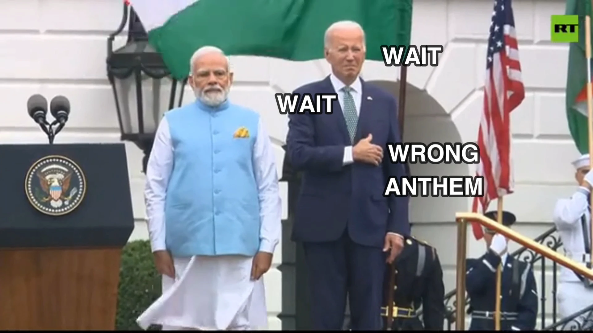 Biden be like: *Crap, not my anthem*