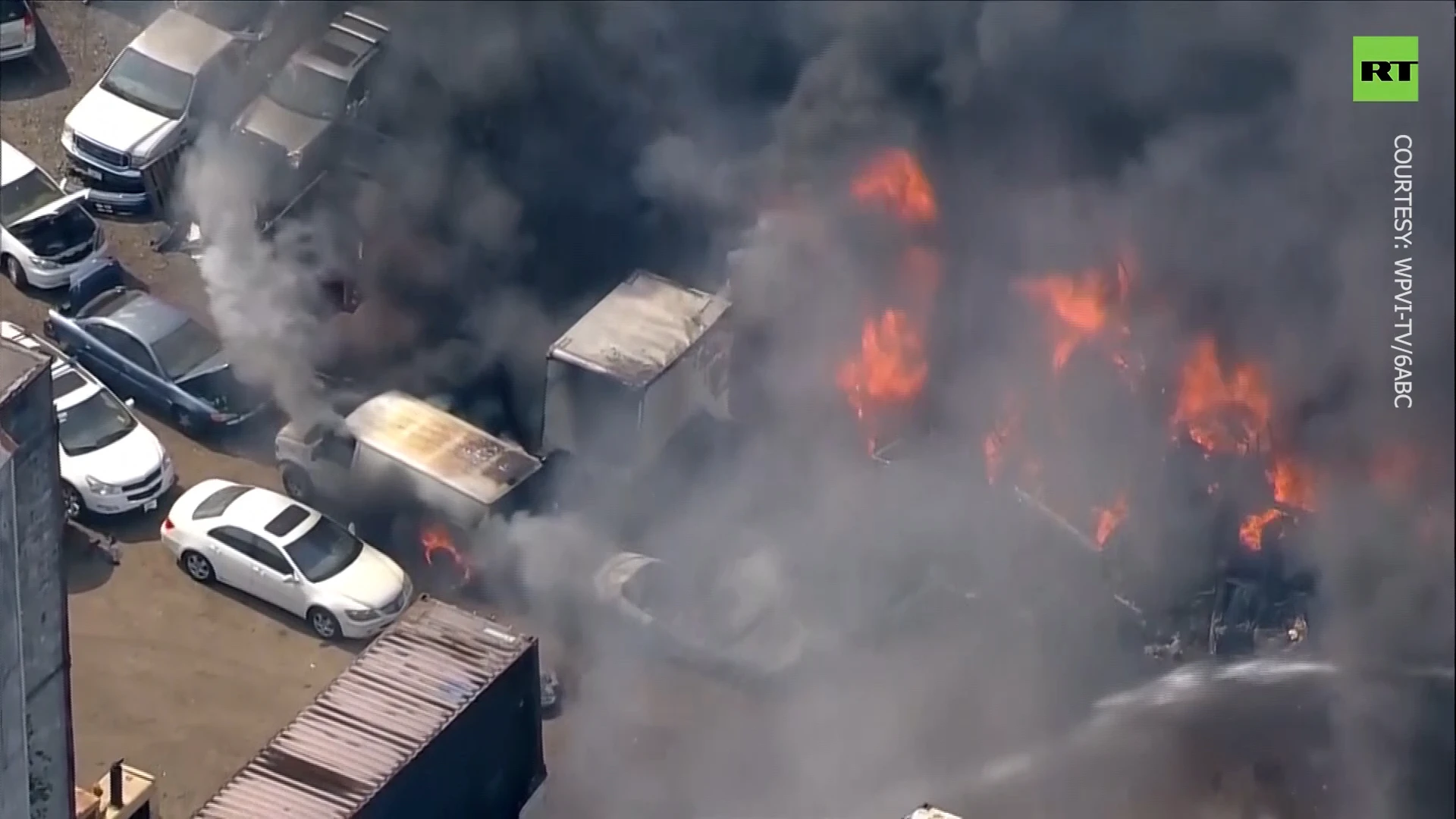 Inferno engulfs Philadelphia junkyard