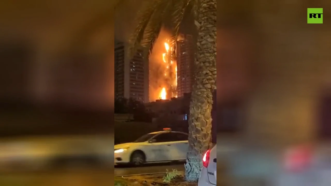 Huge fire engulfs high-rise in Ajman, UAE