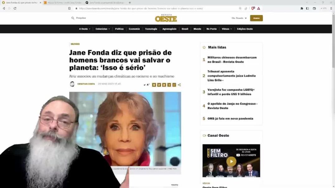 Jane fonda, atriz senil, diz que homens brancos devem ser presos para...